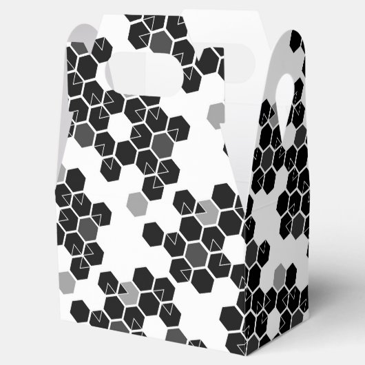 Zwart-wit-hex-gegevenspatronen Bedankdoosjes (Geopend)