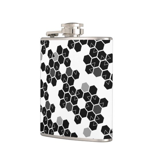 Zwart-wit-hex-gegevenspatronen Heupfles (Links)