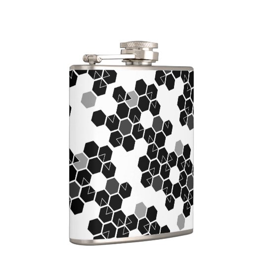 Zwart-wit-hex-gegevenspatronen Heupfles (Rechts)
