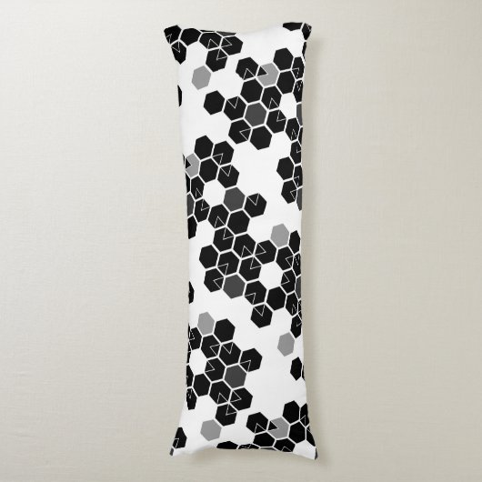 Zwart-wit-hex-gegevenspatronen Lichaamskussen (Voorkant Verticaal)