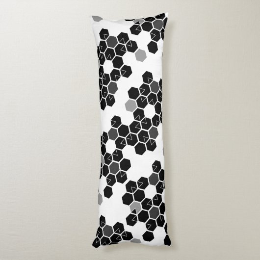 Zwart-wit-hex-gegevenspatronen Lichaamskussen (Achterkant (Verticaal))