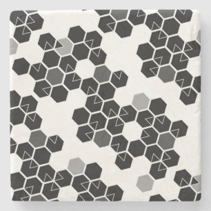 Zwart-wit-hex-gegevenspatronen Stenen Onderzetter