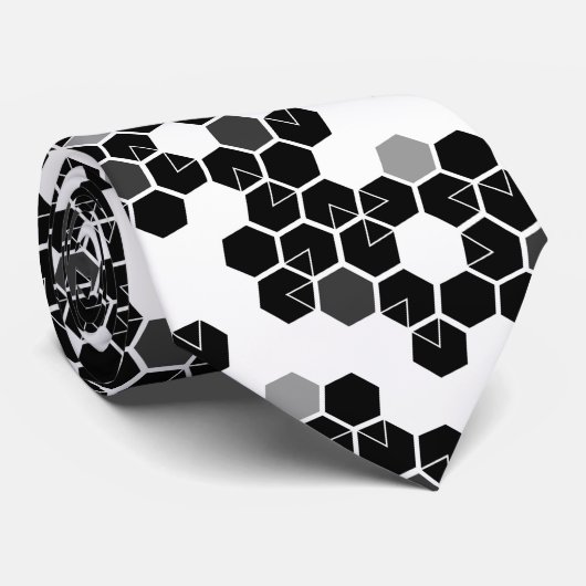 Zwart-wit-hex-gegevenspatronen Stropdas (Opgerold)