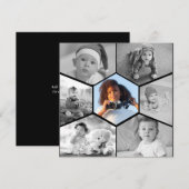Zwart-wit Hexagon Fotocollage Aankondiging (Voorkant / Achterkant)