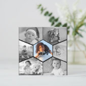 Zwart-wit Hexagon Fotocollage Aankondiging (Staand voorkant)