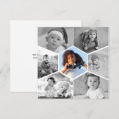 Zwart-wit Hexagon Fotocollage Aankondiging (Voorkant / Achterkant)