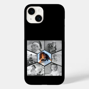 Zwart-wit Hexagon Fotocollage Case-Mate iPhone 14 Hoesje