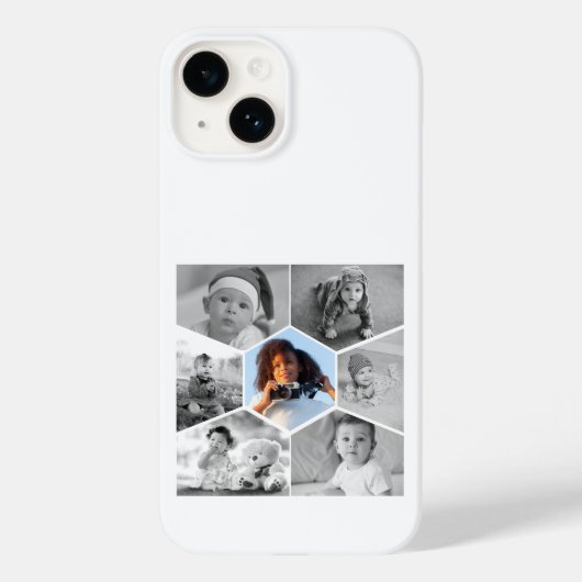 Zwart-wit Hexagon Fotocollage Case-Mate iPhone Case (Achterkant)