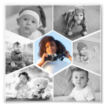 Zwart-wit Hexagon Fotocollage