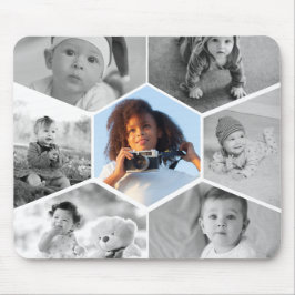 Zwart-wit Hexagon Fotocollage Muismat