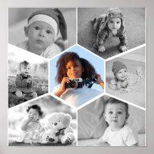 Zwart-wit Hexagon Fotocollage