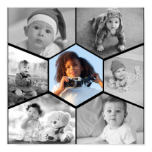 Zwart-wit Hexagon Fotocollage