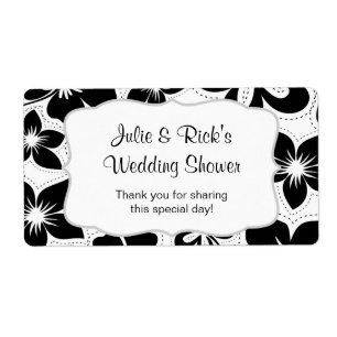 Zwart Wit Hibiscus Waterfles - pas het aan! Etiket