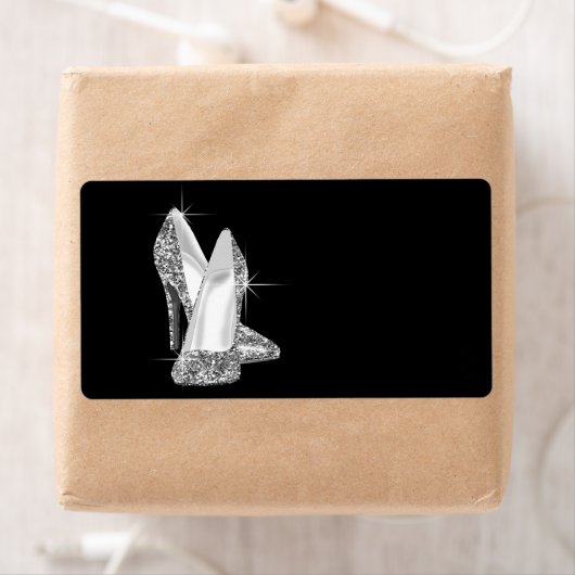Zwart-wit High Heel Shoe Etiket (Insitu)