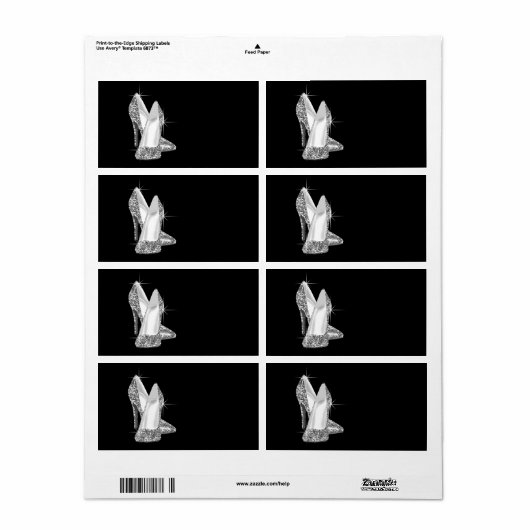 Zwart-wit High Heel Shoe Etiket (Full Sheet)