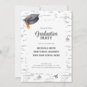 Zwart-wit High School Wiskunde Afstuderen Kaart (Voorkant)