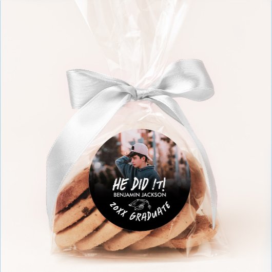 Zwart-wit hij deed het Afstuderen Ronde Sticker