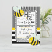 Zwart Wit Hij of Zij BEE Geslacht Onthullen Douche Kaart (Staand voorkant)