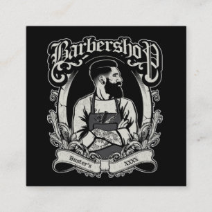 Zwart-wit hipster Square Personaliseren Vierkante Visitekaartje