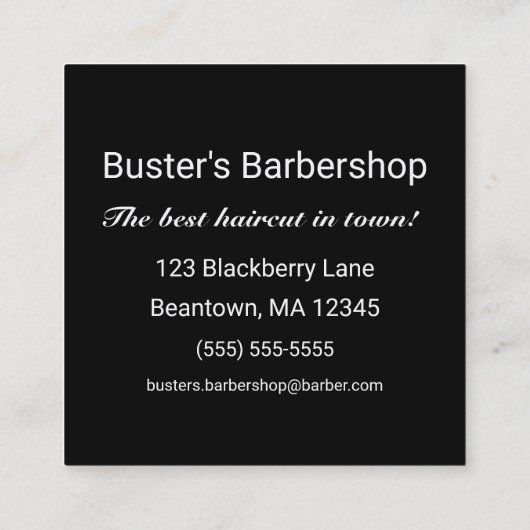 Zwart-wit hipster Square Personaliseren Vierkante Visitekaartje (Achterkant)