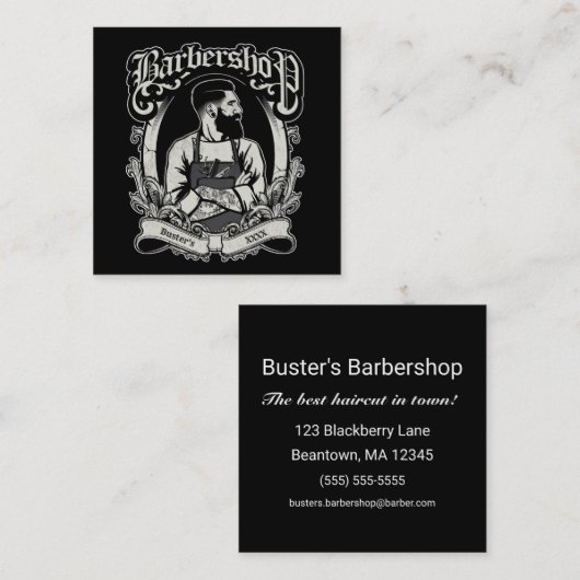 Zwart-wit hipster Square Personaliseren Vierkante Visitekaartje (Voorkant / Achterkant)