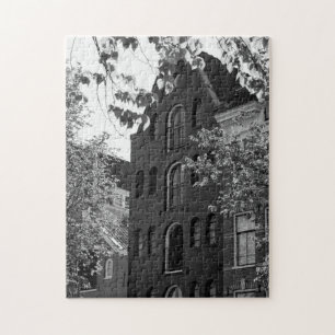 Zwart-wit historisch gebouw in Amsterdam Legpuzzel