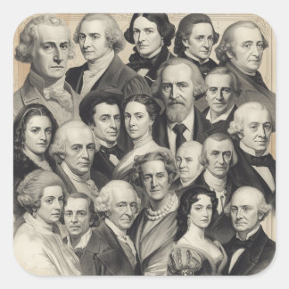 Zwart-Wit Historische Figuren en Leiders Schilderi Vierkante Sticker