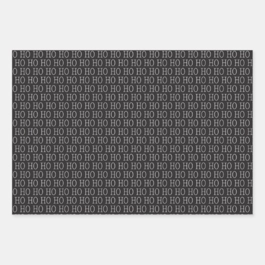 Zwart wit Ho Ho Ho-kerstpapier Inpakpapier Vel (Voorkant 2)