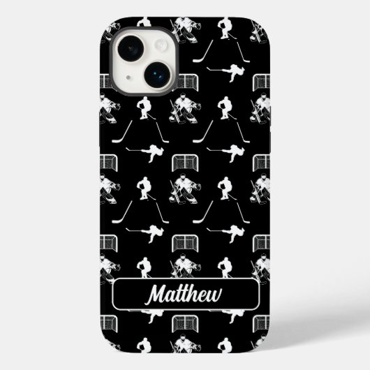 Zwart-wit Hockey Modern Naadloos Patroon Case-Mate iPhone Case (Achterkant)