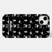 Zwart-wit Hockey Modern Naadloos Patroon Case-Mate iPhone Case (Achterkant (horizontaal))