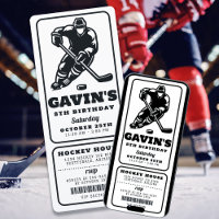 Zwart-wit Hockey Ticket Sport Verjaardagsfeest
