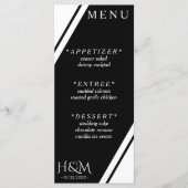 Zwart wit hoek streep diner bruiloft receptie menu (Voorkant)
