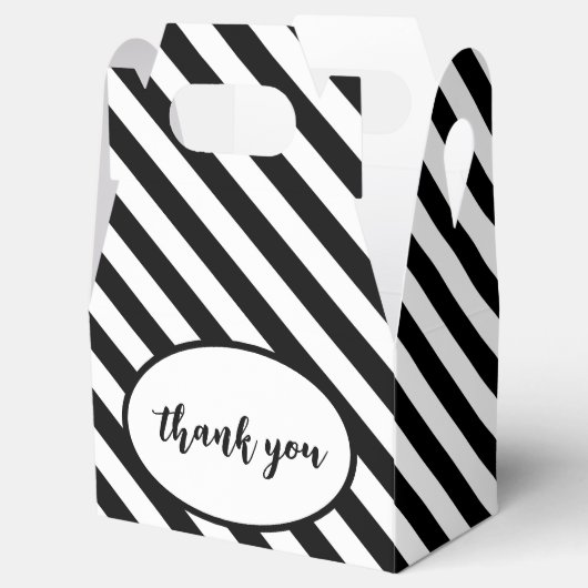 Zwart-wit hoekige strepen bedankdoosjes (Geopend)