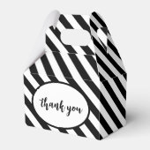 Zwart-wit hoekige strepen bedankdoosjes (Voorkant Zijde)