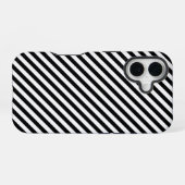 Zwart-wit hoekige strepen iPhone 16 hoesje (Achterkant horizontaal)