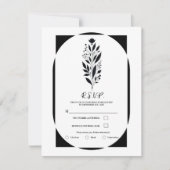 Zwart Wit Hoge Bloem Moderne Vintage Bruiloft Kaart (Voorkant)