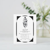 Zwart Wit Hoge Bloem Moderne Vintage Bruiloft Kaart (Staand voorkant)