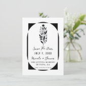 Zwart & Wit Hoge Bloemen Modern Save the Date Kaart (Staand voorkant)