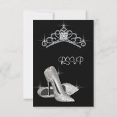 Zwart Wit Hoge Hakken Quinceanera RSVP (Voorkant)
