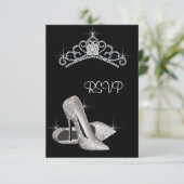 Zwart Wit Hoge Hakken Quinceanera RSVP (Staand voorkant)