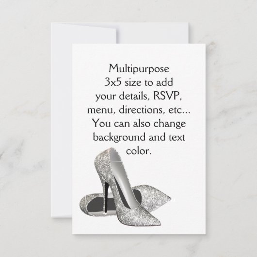 Zwart Wit Hoge Hakken Quinceanera RSVP (Achterkant)