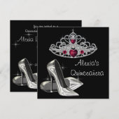 Zwart Wit Hoge Hakken Rood en Zwart Quinceanera Kaart (Voorkant / Achterkant)