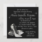 Zwart Wit Hoge Hakken Rood en Zwart Quinceanera Kaart (Achterkant)