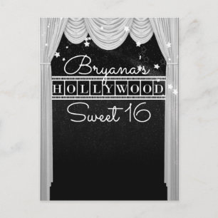 Zwart & Wit HOLLYWOOD Gordijnen Elegant Feest Aankondigingskaart