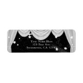 Zwart & Wit HOLLYWOOD Gordijnen Uitnodiging Etiket (Voorkant)