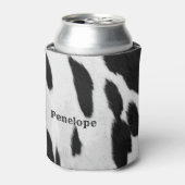 Zwart-wit Holstein Koeienhuid Kijk uit met naam Blikjeskoeler (Blikje Voorkant)