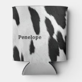 Zwart-wit Holstein Koeienhuid Kijk uit met naam Blikjeskoeler (Voorkant)