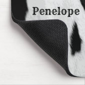 Zwart-wit Holstein Koeienhuid Kijk uit met naam Muismat (Hoek)