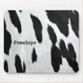 Zwart-wit Holstein Koeienhuid Kijk uit met naam Muismat (Voorkant)