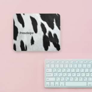 Zwart-wit Holstein Koeienhuid Kijk uit met naam Muismat